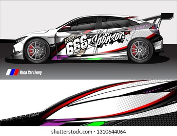 race car wrap design. simple lines with abstract background vector concept for vehicle vinyl wrap and automotive decal livery