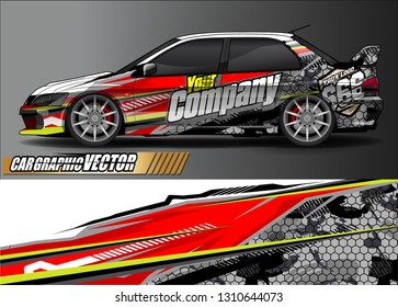 race car wrap design. simple lines with abstract background vector concept for vehicle vinyl wrap and automotive decal livery
