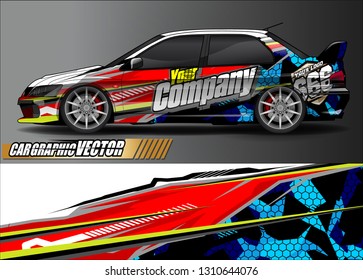 race car wrap design. simple lines with abstract background vector concept for vehicle vinyl wrap and automotive decal livery