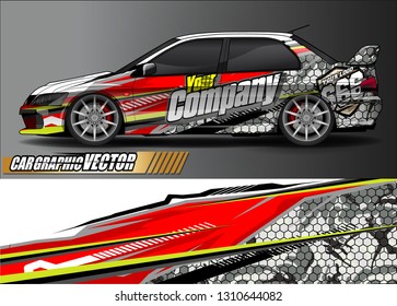 race car wrap design. simple lines with abstract background vector concept for vehicle vinyl wrap and automotive decal livery