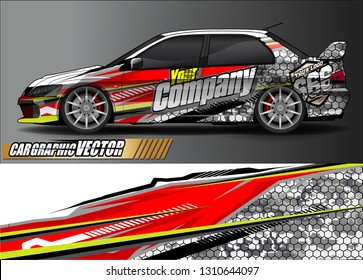 race car wrap design. simple lines with abstract background vector concept for vehicle vinyl wrap and automotive decal livery