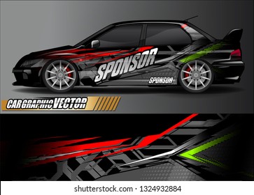 race car wrap design. simple lines with abstract background vector concept for vehicle vinyl wrap and automotive decal livery