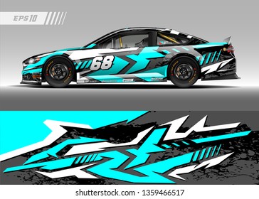 Race car wrap design vector. Graphic abstract stripe racing background kit designs for wrap vehicle, race car, rally, adventure and livery
