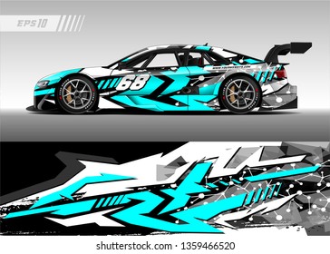 Race car wrap design vector. Graphic abstract stripe racing background kit designs for wrap vehicle, race car, rally, adventure and livery
