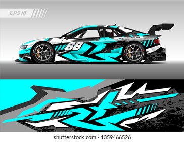 Race car wrap design vector. Graphic abstract stripe racing background kit designs for wrap vehicle, race car, rally, adventure and livery
