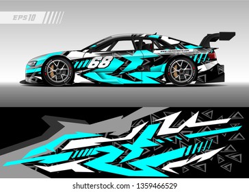 Design-Vektorillustration für Rennwagen. Grafikabstrakte, abstrakte Streifen-Rennhintergrund-Designs für Wrackfahrzeug, Rennwagen, Rallye, Abenteuer und Livery
