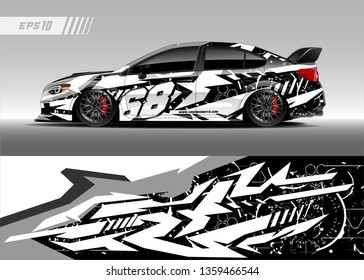 Race car wrap design vector. Graphic abstract stripe racing background kit designs for wrap vehicle, race car, rally, adventure and livery
