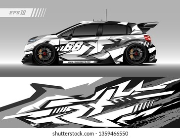 Race car wrap design vector. Graphic abstract stripe racing background kit designs for wrap vehicle, race car, rally, adventure and livery
