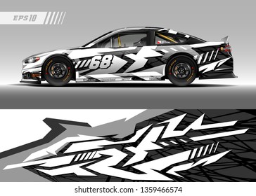 Vector de diseño de envoltura de camión racial. Diseños gráficos abstractos para el kit de fondo de banda para envolver vehículos, camión de carreras, rally, aventura y livings
