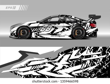 Race car wrap design vector. Graphic abstract stripe racing background kit designs for wrap vehicle, race car, rally, adventure and livery
