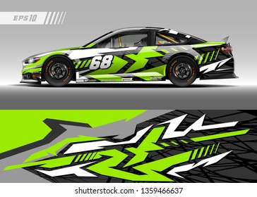 Race car wrap design vector. Graphic abstract stripe racing background kit designs for wrap vehicle, race car, rally, adventure and livery
