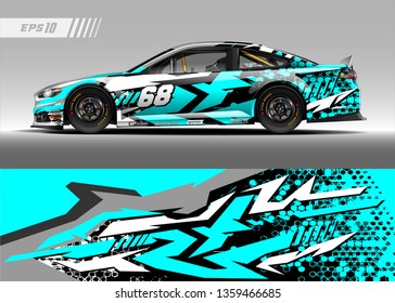 Race car wrap design vector. Graphic abstract stripe racing background kit designs for wrap vehicle, race car, rally, adventure and livery
