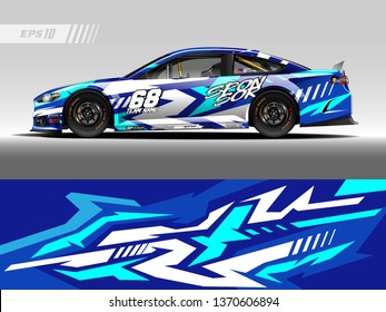 Race car wrap design vector. Graphic abstract stripe racing background kit designs for wrap vehicle, race car, rally, adventure and livery
