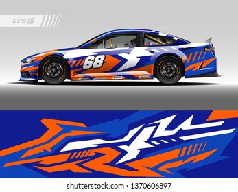 Race car wrap design vector. Graphic abstract stripe racing background kit designs for wrap vehicle, race car, rally, adventure and livery
