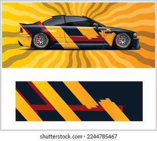 Race car wrap design vector for vehicle vinyl sticker