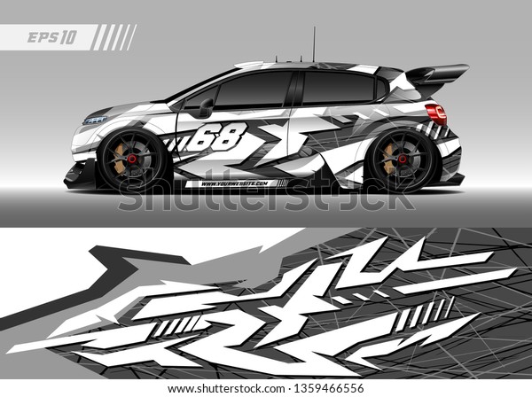 Race car wrap design vector. Graphic abstract\
stripe racing background kit designs for wrap vehicle, race car,\
rally, adventure and\
livery\
