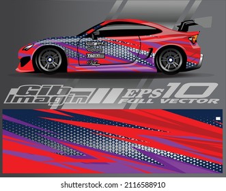 Rennwagenverpackungsdesigns. Abstrakter Rennsport- und Sporthintergrund für die Kfz-Verglasung oder für den täglichen Gebrauch Car-Vinyl-Aufkleber. Vollständiger Vektor eps10.