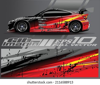 Race car wrap designs. Abstract racing and sport background for car livery or daily use car vinyl sticker. Full vector eps 10.