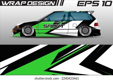 Race car wrapping design vector. Abstract grunge graphic motif racing background kit design for premium vehicle, race car, rally, adventure and vector livery wrapping