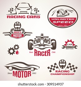 Race Cars Racing Emblem Label Set Stock Vector (Royalty Free) 309514937 ...