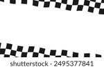 Race checker flag background. Finish check rally backdrop. Wavy chessboard pattern. Hippie twisted gingham checkerboard frame. Vector illustration isolated on white background.