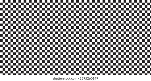 Race checker flag seamless pattern. Black and white rally texture. Checkerboard finish f1 design pattern. Squared grid. Vector Illustration on white background. 