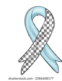 Race Checkered Blue ribbon Coquette Diabetes Awareness, In November we wear blue, Hope, Retro Blue Ribbon Awareness
