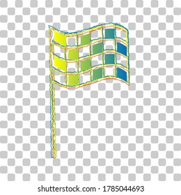 Race checkered flag sign. Blue to green gradient Icon with Four Roughen Contours on stylish transparent Background. Illustration.