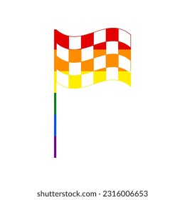 Race checkered flag sign. Rainbow gay LGBT rights colored Icon at white Background. Illustration.