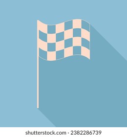 Race markiert Flaggenzeichen. Ungebleichter Seidensymbol mit sehr langem Schatten auf dunkelblauem Hintergrund. Illustration.