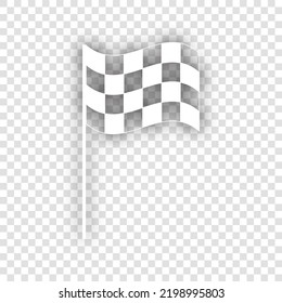 Race checkered flag sign. White Icon with dropped natural gray Shadow at transparent Background. Illustration. - Powered by Shutterstock - Get 15% off with code: PIKWIZARD15