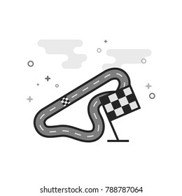 Race circuit icon in flat outlined grayscale style. Vector illustration.