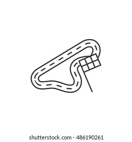 Race circuit icon in thin outline style. Sport transportation driving lane