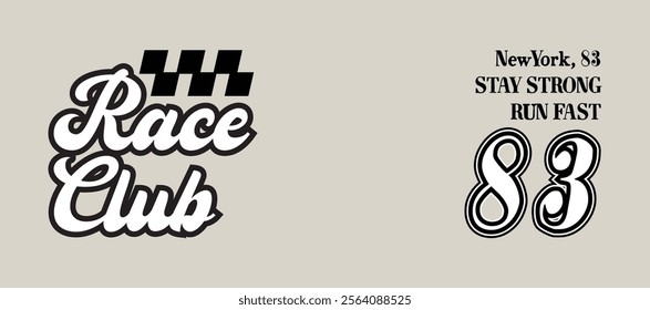 race club new york run fast slogan vector for t-shirt