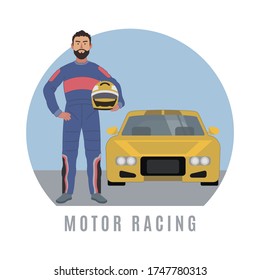 Race driver. Flat style for you design