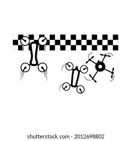 Race drones fpv minimalist vector drawing stock designs