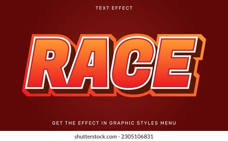 Race editable text effect in 3d style. Suitable for brand or business logo