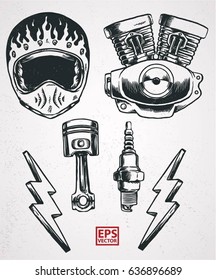race element design with hand drawn and vintage vector