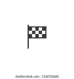 race finish checkered flag. Isolated on white background. Black flat vector illustration. Sport concept. Goal achievement sign.