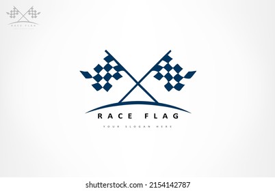 Race Finish Flag logo vector. Car rally design.
