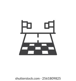 Race Finish line icon. linear style sign for mobile concept and web design. A checkered finish line with flags outline vector icon. Symbol, logo illustration. Vector graphics