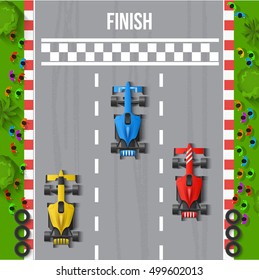 Race Finish Top View Background Vector Illustration