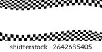 Race flag background. Car race checker finish line banner with black and white checkered pattern, car rally competition backdrop design. Vector illustration.