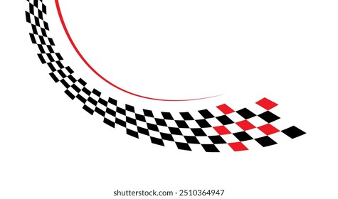 Race flag background. Checkered flag. Black and white checker. Start and finish flag. Automotive graphics. Race motorsport concept. Vector illustration