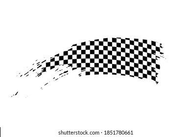 Race flag calligraphy ink brush icon, logo, sign on white background. Sport start and finish line. Vector illustration 