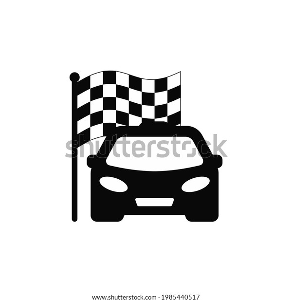 Race Flag and Car icon vector illustration.
Simple black symbol on white
background.