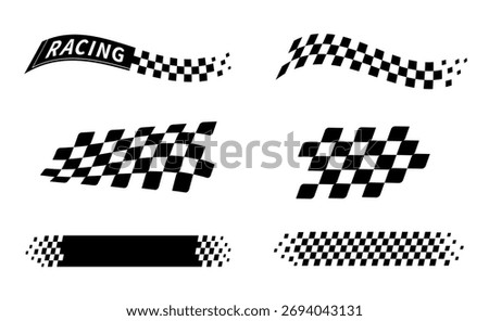 Race flag. Checkered flag. Racing stripes. Race motorsport graphics. Vector illustration