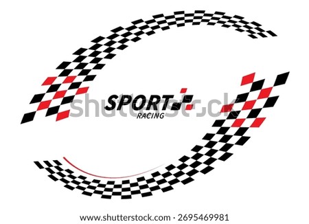 Race flag. Checkered flag. Racing stripes. Race motorsport graphics. Vector illustration