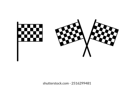Race flag. Checkered flag or start and finish flag. Crossed flag for Racing Motorsport. Vector illustration