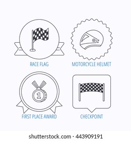 Race Flag Checkpoint Motorcycle Helmet Icons Stock Vector (Royalty Free